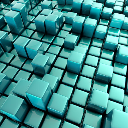 Abstract background of cubes in blue toned 3d rendering