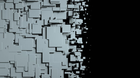 Black and white cubes screen wipe transition. 3D