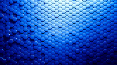 Abstract Hexagons Background blue color 3d renderingの写真素材