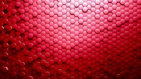 Abstract Hexagons Background red color 3d renderingの写真素材