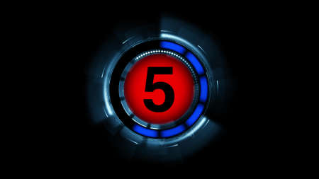 Countdown leader graphic number 5 3d renderingの写真素材