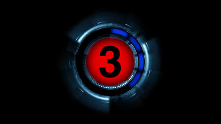 Countdown leader graphic number 3 3d renderingの写真素材