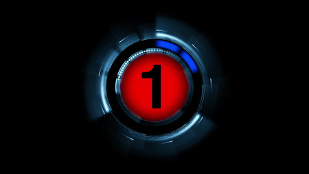 Countdown leader graphic number 1 3d rendering