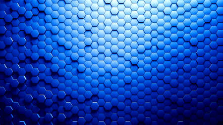 Abstract Hexagons Background blue color 3d renderingの写真素材