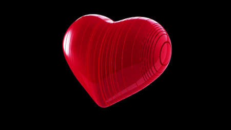 red heart on a black background 3d renderingの写真素材