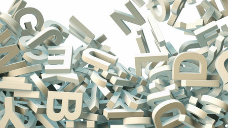 a lot of letters falling from the sky. Education and culture concept. 3d rendering