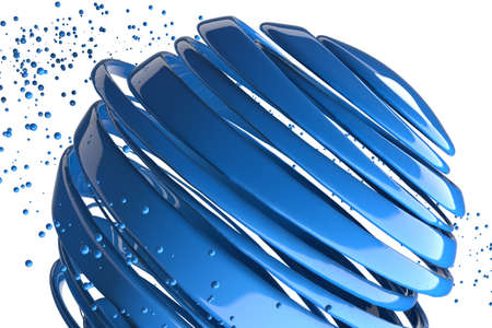 3D striped decorative balls. Abstract 3d illustration. Blueの写真素材