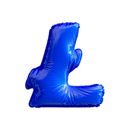 Blue symbol LiteCoin made of inflatable balloon isolated on white background 3d renderingの写真素材