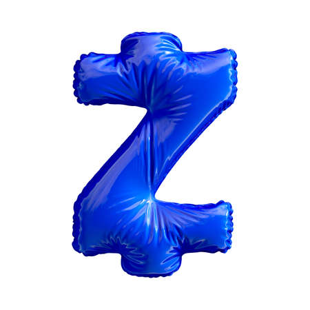 Blue symbol Zcash made of inflatable balloon isolated on white background 3d renderingの写真素材