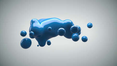 Abstract deformed figure on a white background, metaball blue color drop. 3d renderingの写真素材
