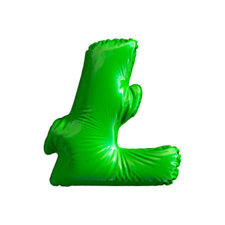 Green symbol LiteCoin made of inflatable balloon isolated on white background 3d renderingの写真素材