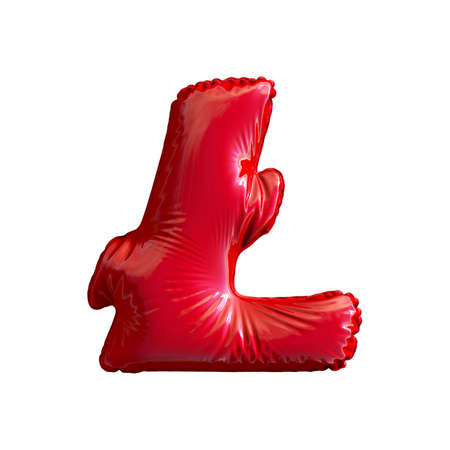 Red symbol LiteCoin made of inflatable balloon isolated on white background 3d renderingの写真素材