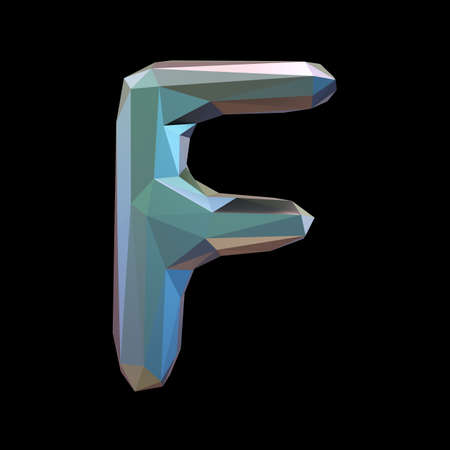 Capital latin letter F in low poly style isolated on black background. 3d renderingの写真素材