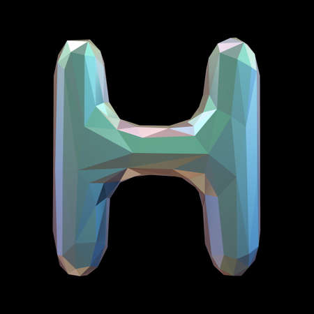 Capital latin letter H in low poly style isolated on black background. 3d renderingの写真素材