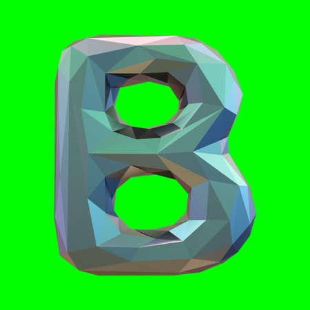 Capital latin letter B in low poly style isolated on green background. 3d renderingの写真素材