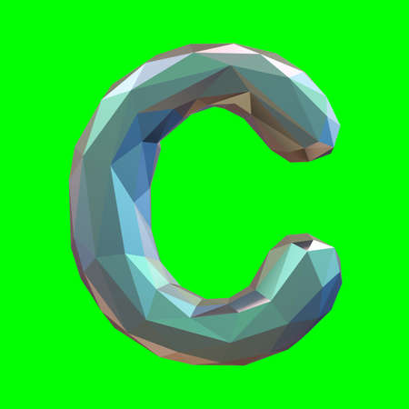 Capital latin letter C in low poly style isolated on green background. 3d renderingの写真素材