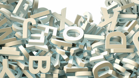 a lot of letters falling from the sky. Education and culture concept. 3d rendering