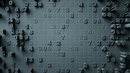 Abstract Numbers Random Motion 3d rendering