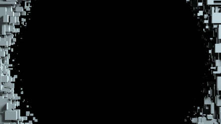 Black and white cubes screen wipe transition . 3D animationの写真素材