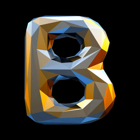 Capital latin letter B in low poly style isolated on black background. 3d renderingの写真素材