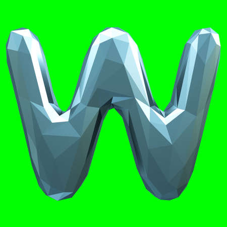Capital latin letter W in low poly style isolated on green background. 3d renderingの写真素材