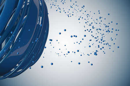 3D striped decorative balls. Abstract 3d illustration. Blueの写真素材