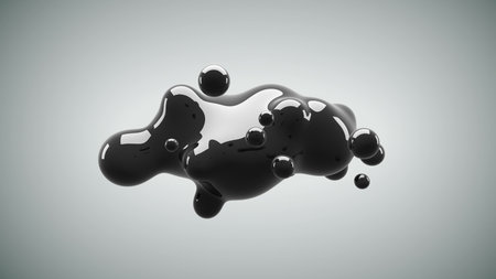 Abstract deformed figure on a white background, metaball black color drop. 3d rendering