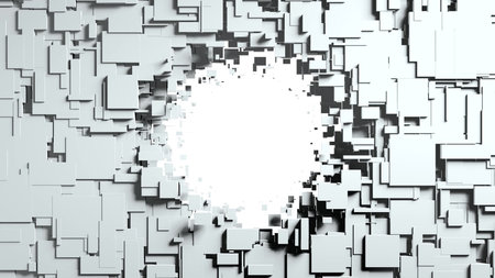 Black and white cubes screen wipe transition . White background 3D animation