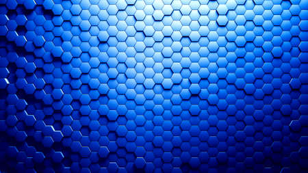 Abstract Hexagons Background blue color 3d renderingの写真素材