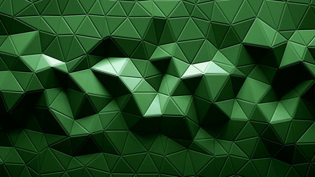 Abstract Polygonal Geometric background green color 3d rendering