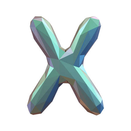 Capital latin letter X in low poly style isolated on white background. 3d renderingの写真素材