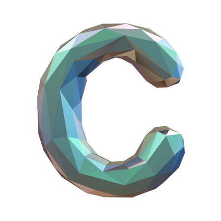 Capital latin letter C in low poly style isolated on white background. 3d renderingの写真素材