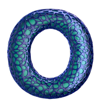 Capital latin letter O in low poly style red color isolated on white background. 3d renderingの写真素材