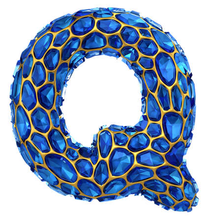 3D Diamond letter Q on white isolated. 3d renderingの写真素材