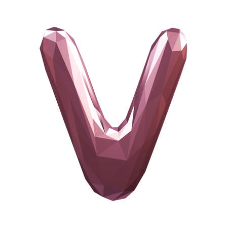 Capital latin letter V in low poly style isolated on white background. 3d renderingの写真素材