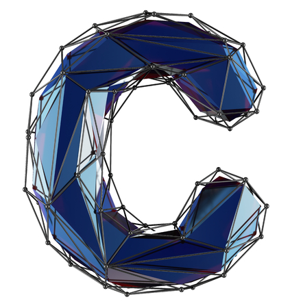 Capital latin letter Z in low poly style blue color isolated on white background. 3d renderingの写真素材