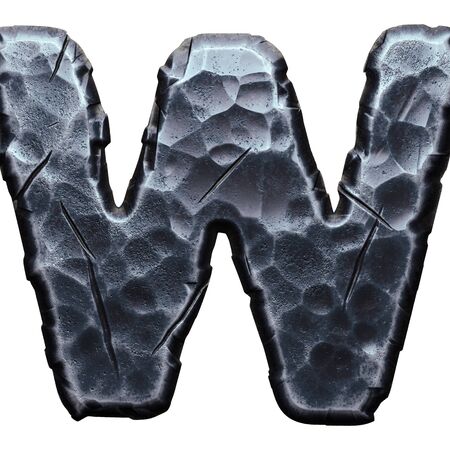 Capital letter W made of forged metal in the center of circle isolated on white background. 3d renderingの写真素材
