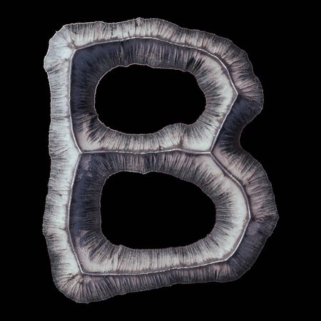 Capital letter B made of forged metal isolated on black background. 3d renderingの写真素材