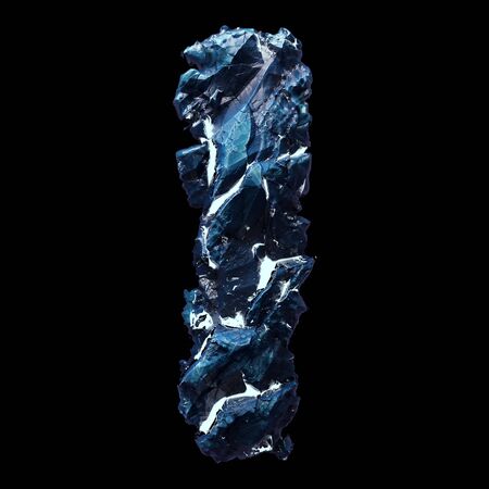 Capital letter I made of ice isolated on black background. 3d renderingの写真素材