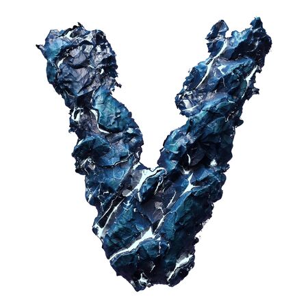 Capital letter V made of ice isolated on white background. 3d renderingの写真素材