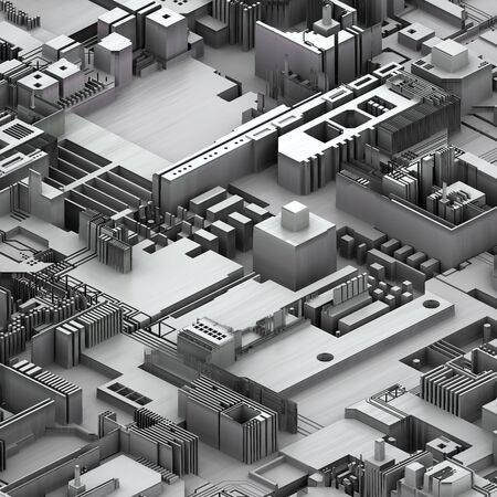 Circuit board futuristic server code processing. White technology background. 3d rendering abctract circuit board.の写真素材