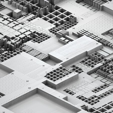 Circuit board futuristic server code processing. White technology background. 3d rendering abctract circuit board.の写真素材
