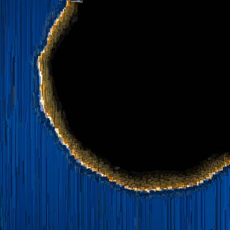 Shapeless figure made of industrial metal blue color. Isolated on black background. 3d renderingの写真素材