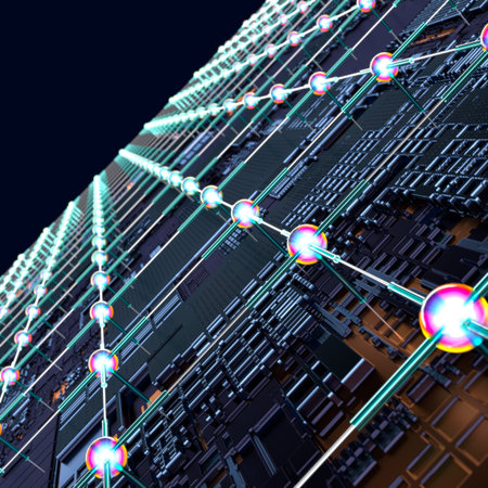 Circuit board futuristic server code processing.