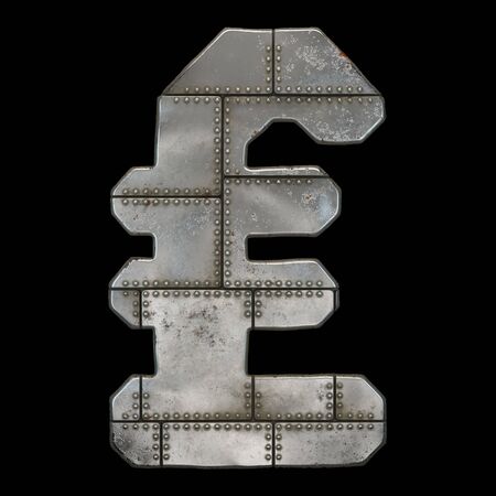 Industrial metal symbol lira on black background 3d renderingの写真素材