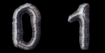 Set of numbers A, B made of forged metal isolated on black background. 3d renderingの写真素材