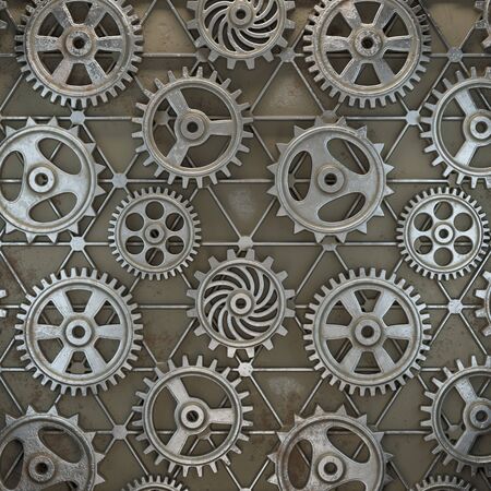SciFi Panels. Futuristic texture. Spaceship hull geometric pattern. 3d illustration. Technology concept.の写真素材