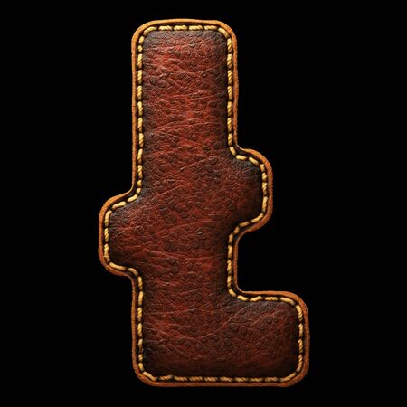 Symbol litecoin made of leather. 3D render font with skin texture on black background. 3d renderingの写真素材