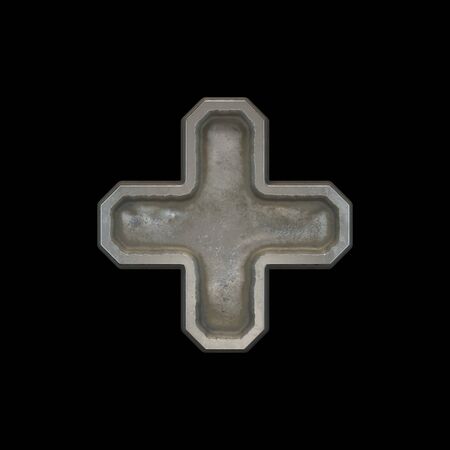 Industrial metal symbol plus on black background 3d renderingの写真素材