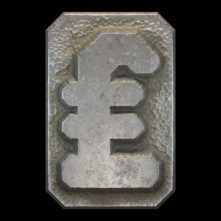Industrial metal symbol lira on black background 3d renderingの写真素材